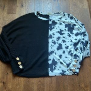 NWOT Cow print waffle knit top